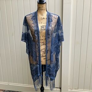 Shawl with sleeves cardigan sheer crochet